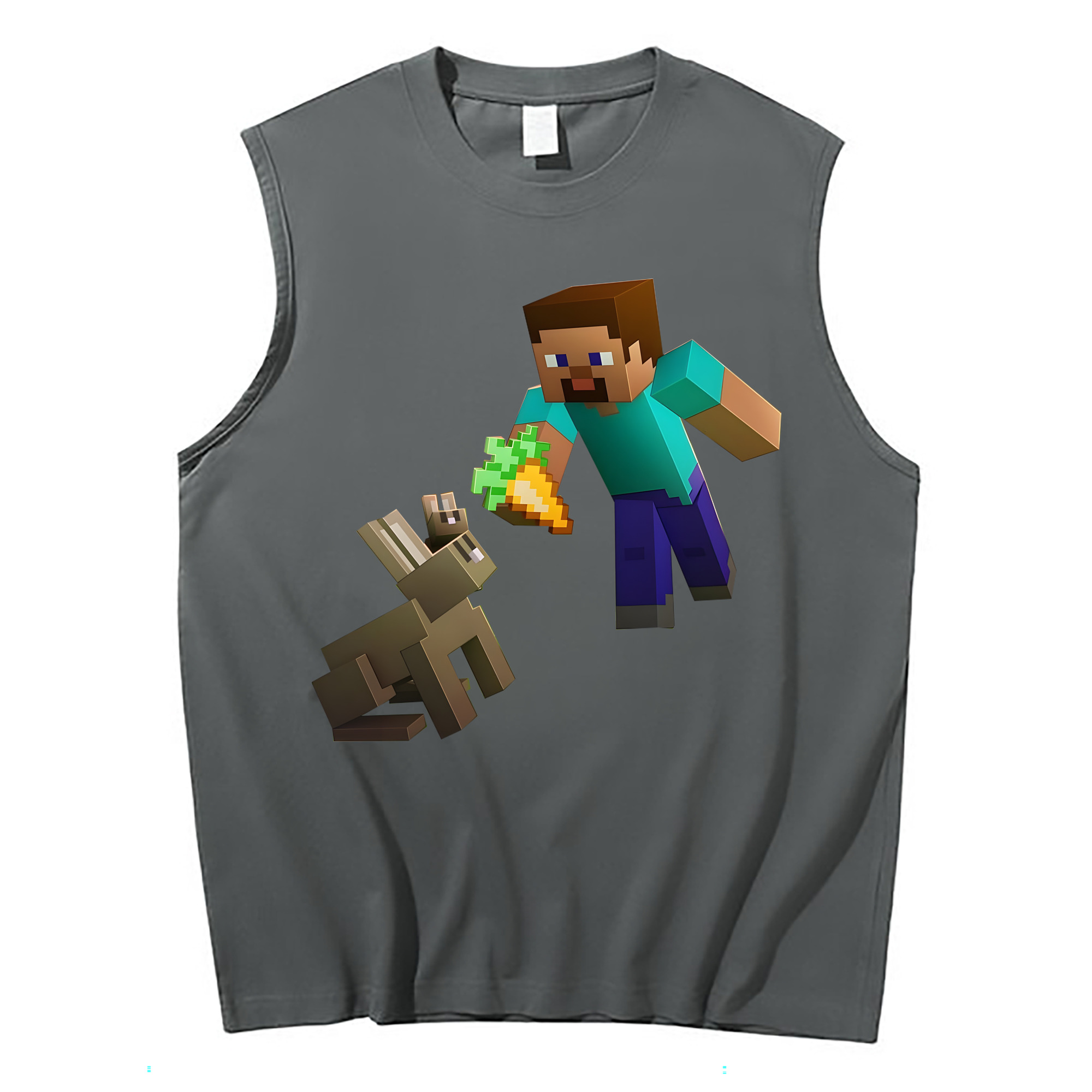 （画像用） マインクラフト ブロックの世界 Minecraft MC Block world コットン100％タンクトップ（フロントプリント）